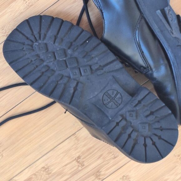 BED STU Mens Size 9 Black Chunky Heel Leather Oxford Gothic Emo Punk Shoes - Picture 14 of 16